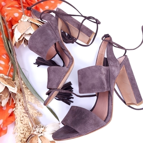 Madewell Brown Suede Sandal Chunky Heels sz 6.5m - Picture 7 of 8